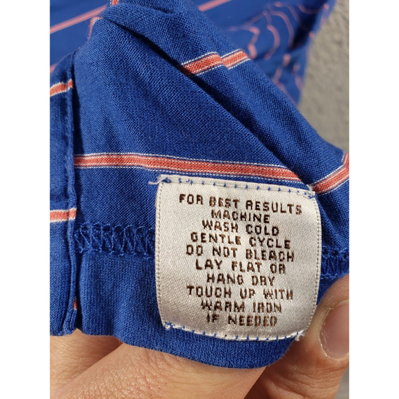 Peter Millar Shirt Men's Large Blue Orange Striped Golf Polo Short Sleeve - Picture 8 of 9